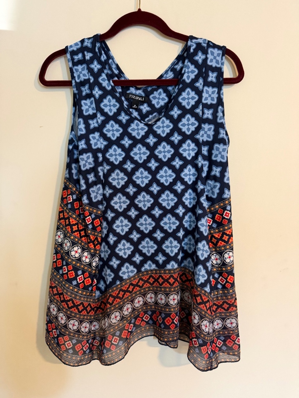 Sleeveless boho top blue long